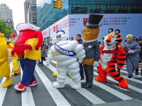 Advertising mascot parades with epaulets